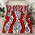 thumbnail image 5 of jejeloiu Zebra Pattern Bed Sheets,Geometric Cheetah Stripes King Sheets,Red Black White Sheet Set For Girls,Super Cozy Bedroom Decor,4 Pieces, 5 of 7