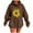 Brown, variant on Hooded Sweatshirts for Women Fall Fashion Hoodies Casual Loose Floral Printed Outdoor Hoody Jackets Round Neck Long Sleeve Hoodie Pullover Winter Outwears with Pocket