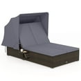 thumbnail image 2 of Costway 2-person Rattan Lounge Bed with Retractable Canopy 5-position Adjustable Backrest Mix Brown,Gray, 2 of 9