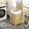 thumbnail image 2 of Bamboo Laundry Hamper with Lid, 120L Large Clothes Laundry Sorter with Removable 2-Section Liner Bag, Raised Laundry Basket Organizer for Clothing, Bathroom, Bedroom, Laundry Room, Natural, 2 of 7