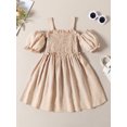 thumbnail image 3 of Coduop Kids Baby Girls Princess Sling Dress Short Sleeve Off Shoulder Birthday Party Fluffy Dress, 3 of 7