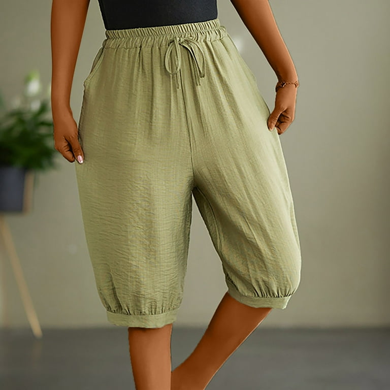 New In Summer Cotton Pants Women Large Size Solid Color Harem