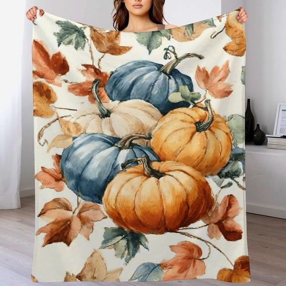 RKSupls Fall Throw Blanket,Soft Warm Flannel Fall Pumpkins Blanket Gift for Christmas Home Bed Sofa Couch Decor,40x50 in