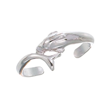 Finejewelers Sterling Silver Rhodium Finish Bypass Dolphin Toe Ring