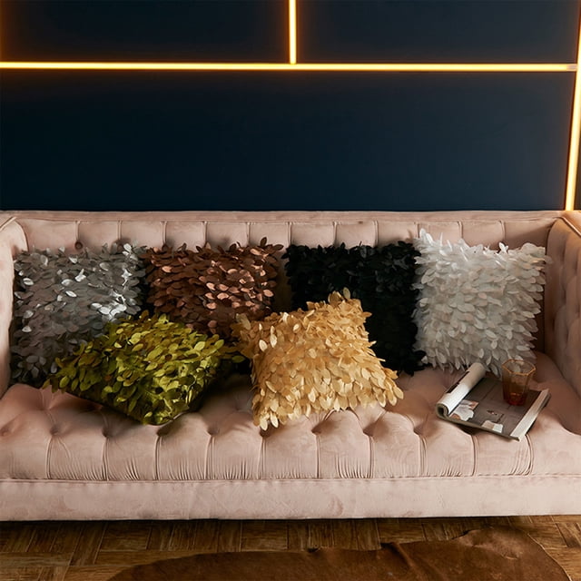 Funda de cojín de hojas tridimensionales - Satén poliéster 17,7x17,7 pulgadas - Cojín texturizado multicolor, sofá decorativo, salón, respaldo de hotel, tela suave, decoración moderna