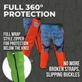thumbnail image 3 of Forester Chainsaw Safety Chaps - Full Wrap Zipper - Safety Green (Regular (37") Fits Most 5'4" to 6' Tall), 3 of 6