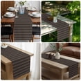 thumbnail image 5 of Dark Brown Line Striped Short Table Runner 36 Inches Long,Farmhouse Brown Stripes Cotton Linen Table Runners Dresser Scarves,Fabric Tabletop Scarf Furniture Cover for Home Dinner Party Decor 13"x36", 5 of 9