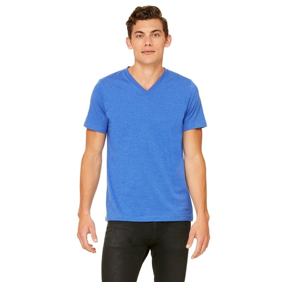 Unisex Jersey S/S V-Neck Tee , 3005CVC , HTHR TRUE ROYAL , X-Large