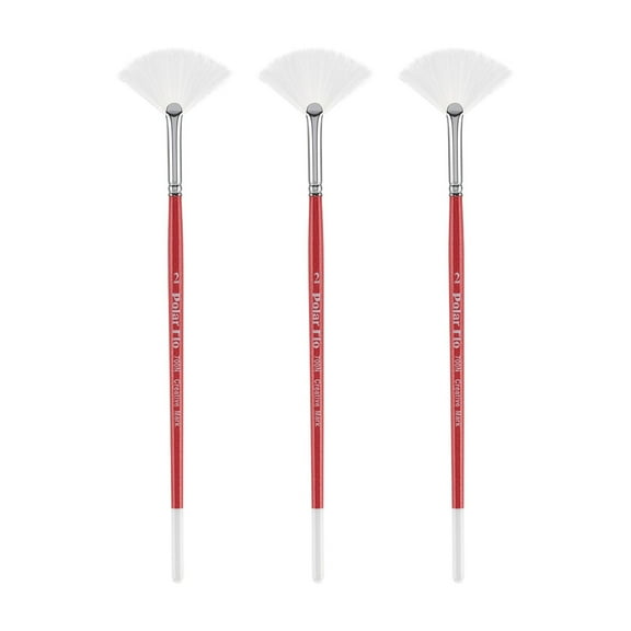 Creative Mark Polar Flo Professional Watercolor Brushes - Fan 2 - 3 Pack - Short Handle, Nickel-Plated Seamless Brass Ferrule - Art Paint Brushes for Acrylic Painting, Watercolor, Gouache, and More