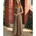 thumbnail image 3 of Defitshape Women's Ankle A Line Long Dress Backless Dresses Autumn Bunched Sleeveless Billowy Chic Shirred Waist Sundress Coffee X-Large, 3 of 3