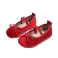 thumbnail image 6 of Toddler Girls Dress Shoes Mary Jane Flats Oxfords Wedding Party Bow Flower Shoes Comfort Loafers Red 12.5(30), 6 of 9