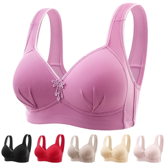 Aura Lane Women’s Plus Size Wirefree Push Up Bra – Comfortable Breathable Lifting Bra with Side Support & Back Smoothing Beige 46
