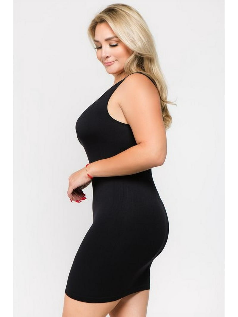 open lace back dress Sleeveless Ribbed Tank Midi Dress Plus Size – Pastel by Vivienne main image 0