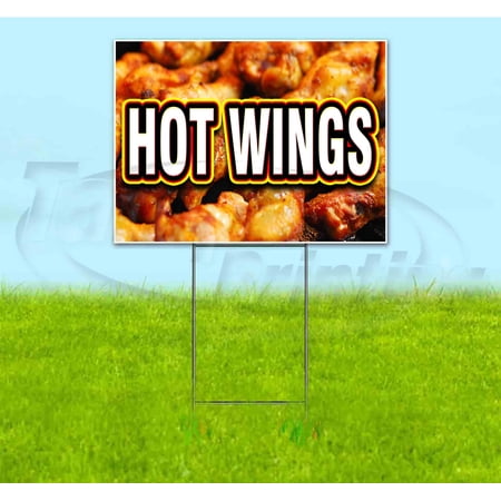 Hot Wings (18 x 24 ) Yard Sign Includes Metal Step Stake