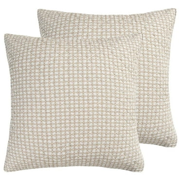 - Angelica - Euro Sham Set of Two - (26x26in.), No Insert -Sophisticated Lattice Pattern - Taupe