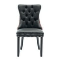 thumbnail image 2 of Tcbosik 2 Pack Modern Dining Chairs, PU and Velvet Upholstered Side Chair with Tufted Button Back, Accent Chair with Wood Legs for Kitchen, Living Room, Black+Burgundy, 2 of 8