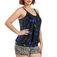 thumbnail image 6 of OCEAN BLUES Women's Plus Size Tankinis Long Torso Swimwear Top Only Loose Fit Blouson Tankini Top Floral Print Bathing Suit, 6 of 9