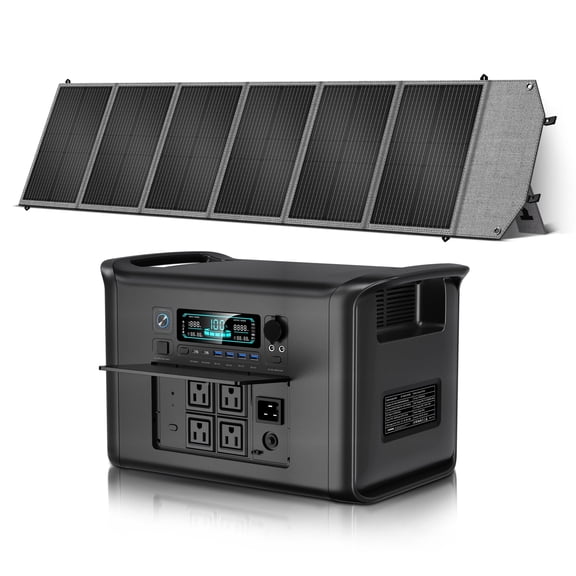 CTOLITY 2400W Portable Power Station With 200W Solar Panel,2048Wh Solar Generator Backup LiFePO4 Battery for Outdoor Camping & Home Backup RV Outages