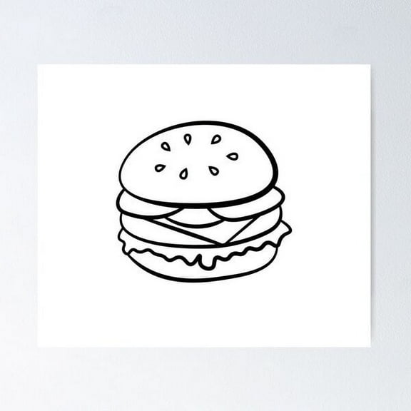 Minimalist Little Burger Poster Wall Art, Modern Wall Decor For Living Room Bedroom, 8x12 UNFRAMED