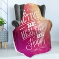thumbnail image 4 of Fitness Soft Flannel Fleece Throw Blanket, Typographic Design with Be Active Be Healthy Be Happy Words, Cozy Plush for Indoor and Outdoor Use, 50" x 70", Fuchsia White Peach, by Ambesonne, 4 of 5