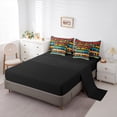thumbnail image 5 of Manfei Retro Geometric Triangle 7 Pieces Bedding Comforter Set,Vintage Plaid Stripe Full Bedding Set,Colorful bohemian Style Fitted Sheet Flat Sheet For Girls Kids,Microfiber Bedroom Decor Reversible, 5 of 8