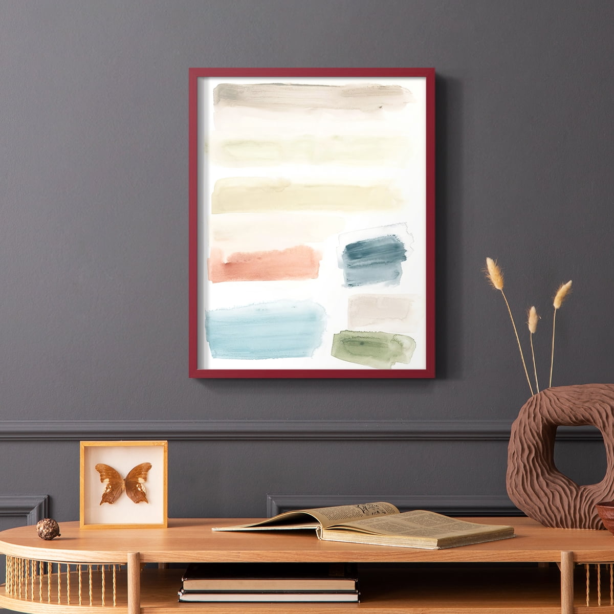 Watercolor Swatches II Framed Print in Red Solid Wood 8 x 10 Framed Print
