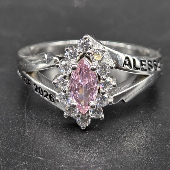 Marquise Cut Unique Design Birthstone Handmade High School Class Ring in 925 Sterling Silver, Custom Engraving, Graduation Ring For Men Women