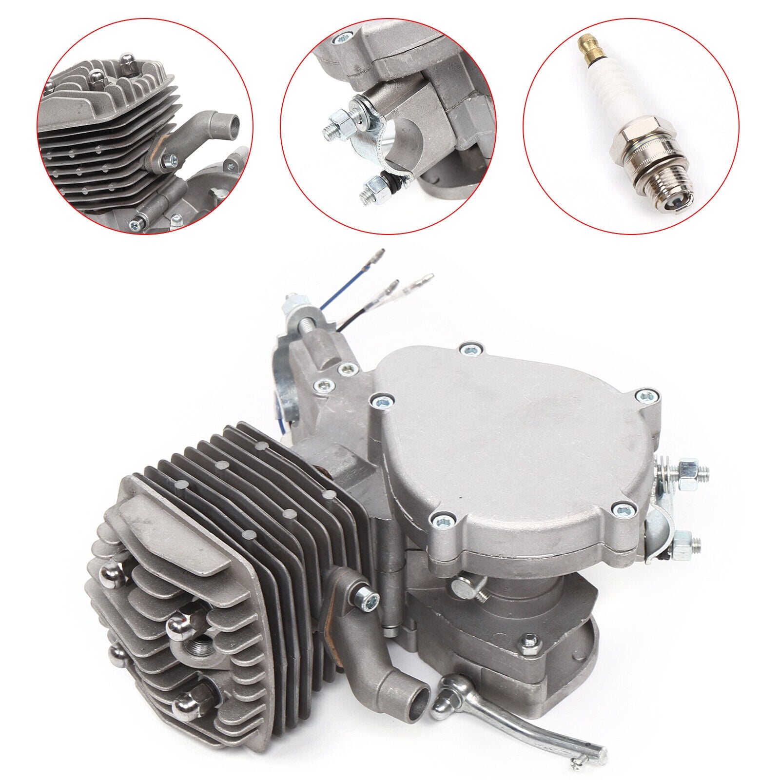 80CC 2-Stroke Engine Kit for Motorized Bicycle, Single-Piece Balanced Crank, 40mm Stroke, High Compression Head, Durable Installation Hardware