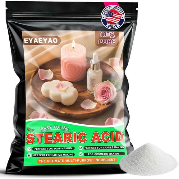 EYAEYAO Stearic Acid for Candle Making, Soap Making, Lotion Making and Cosmetics - 16 Ounces Stearic Acid Powder (16 oz)