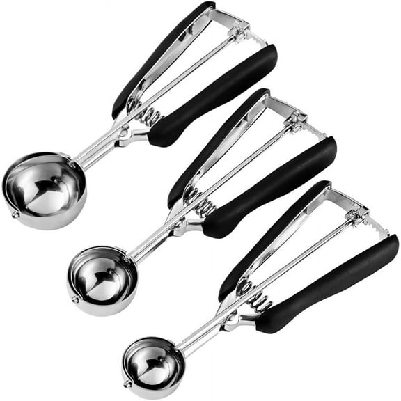 Cookie Scoop Set - 3 PCS Stainless Steel Cookie Dough Scoops (1 Tbsp, 2 Tbsp, 3 Tbsp) for Baking