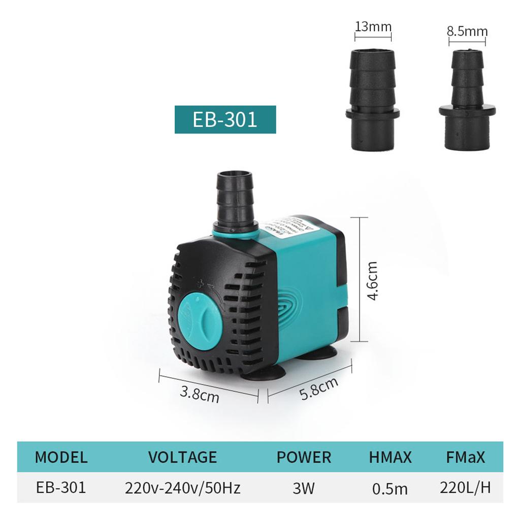 Necvior Ultra Quiet High-lift Submersible Water Pump Fish Pond Fountain Aquarium for Tank Clean Dirty Filter 3W-60W 220L/H-3000L/H
