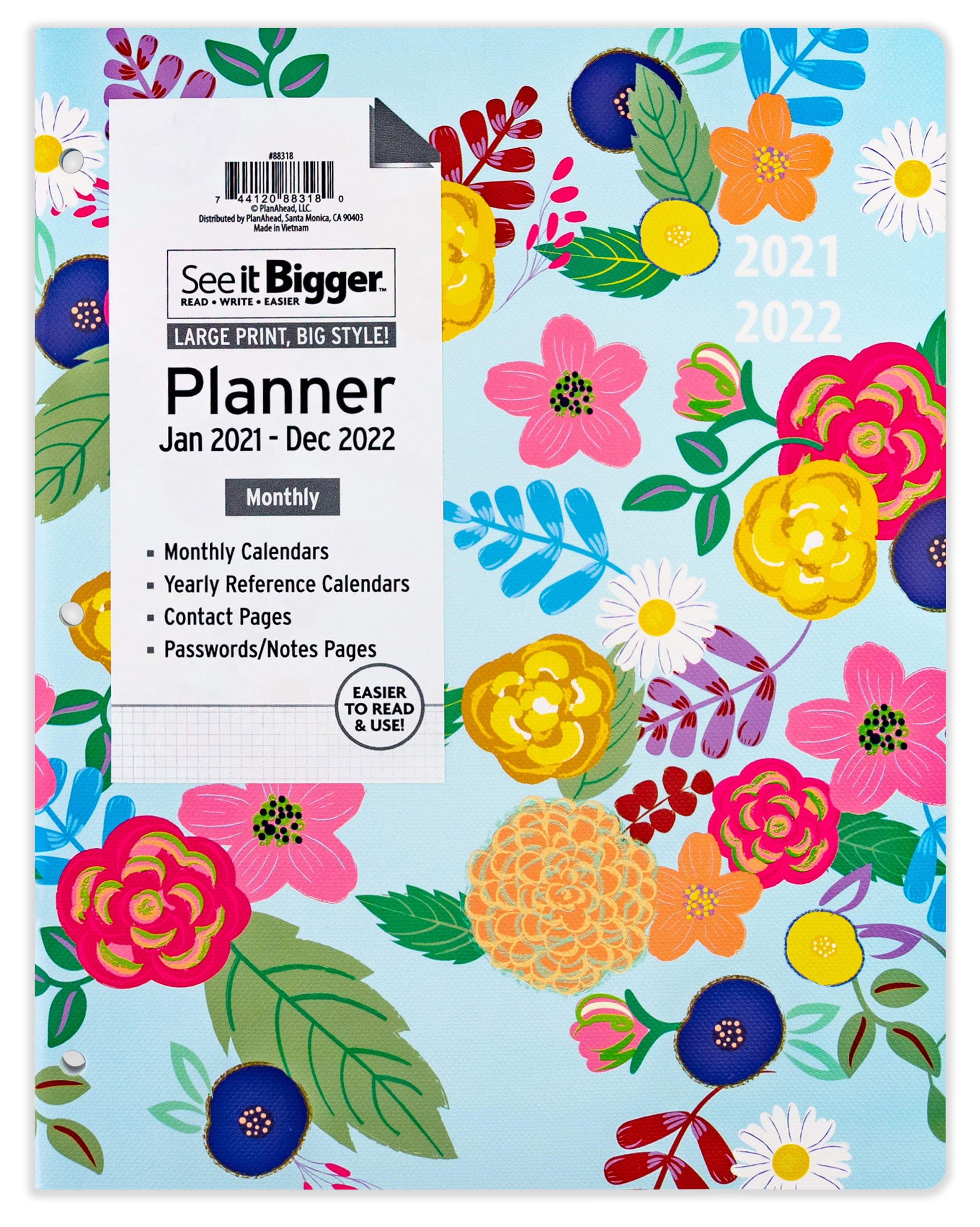 PlanAhead See it Bigger 2-Year Monthly Planner Flower 2021-2022 Large Print