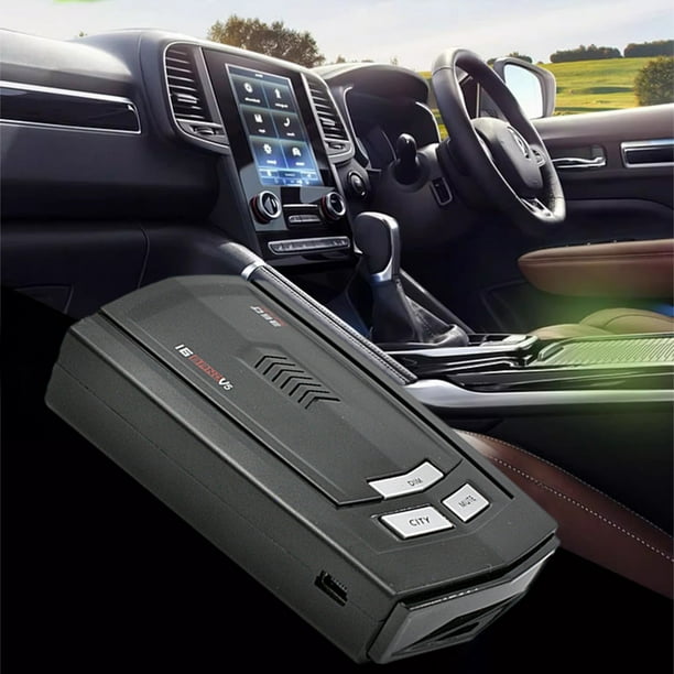 Detector de radar para coche de 360 grados con alertas de velocidad en tiempo real y avisos de voz | Filtrado de banda K/KA para reducir falsas alarmas | Modo carretera/ciudad | Pantalla a co
