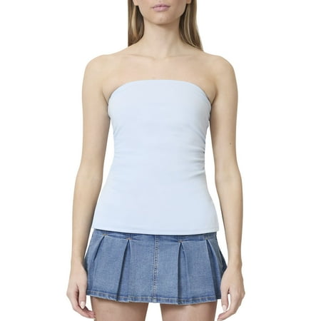 Juniors' madden girl Side Ruched Split Hem Tube Top Color: Ballad Blue Size: X SMALL