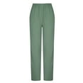 thumbnail image 6 of Women's Casual Cotton Linen Pants Summer Solid Hollow out Beach Pants with Pockets Loose Wide Leg Comfy Palazzo Trousers(M,Green), 6 of 6