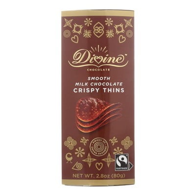 Divine Chocolate Thin Milk Chocolate 2.8 oz (Pack of 12)