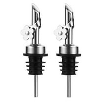 2Pack Stainless Steel Oil Pour Spouts, Replacement Bottle Pourers Spout Liquor Auto Flip Feature Silver