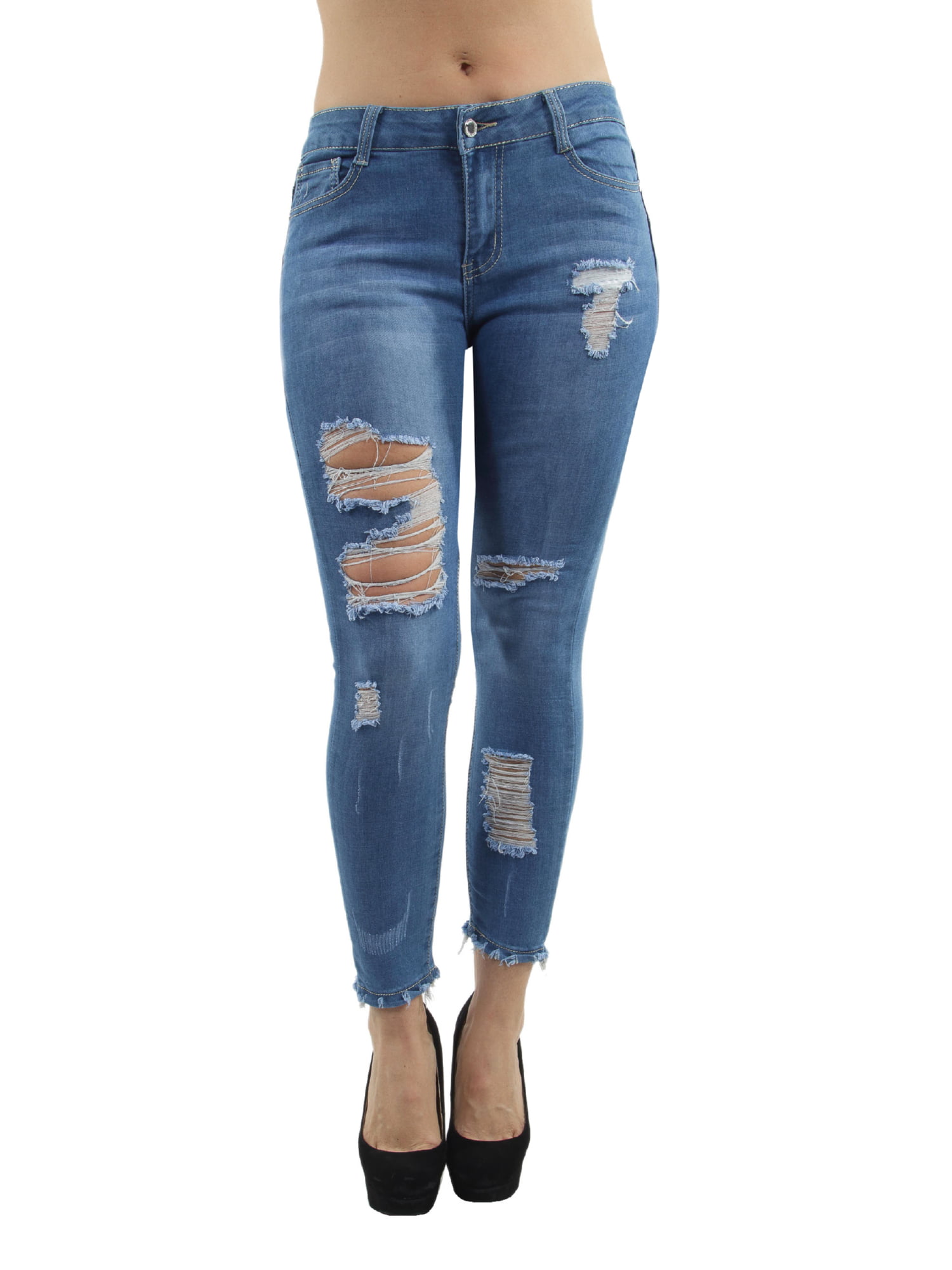 push up ripped jeans