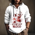 thumbnail image 2 of VBARHMQRT Men's Long Sleeve Shirts Male Printed Theme Casual Round Neck Button Bloodstain Pattern Plus Size Shirt Print Solid Color Hoodie Sweatshirt White, 2 of 5