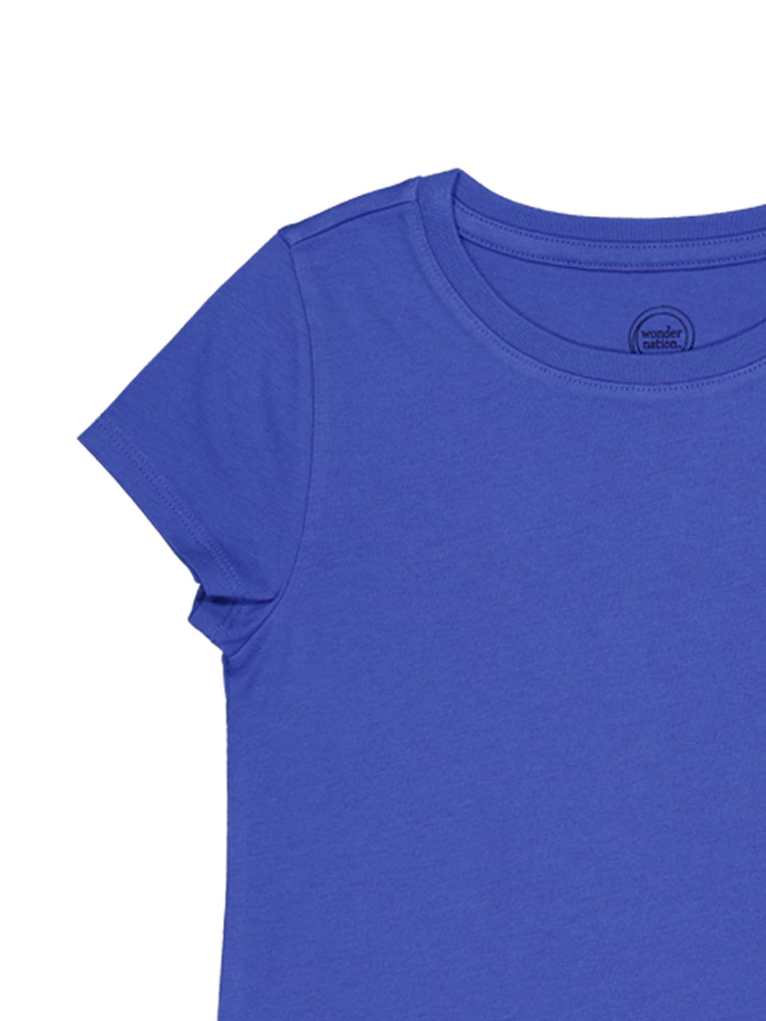 Wonder Nation Girls Kid Tough Tee with Short Sleeves, Sizes 4-18 & Plus