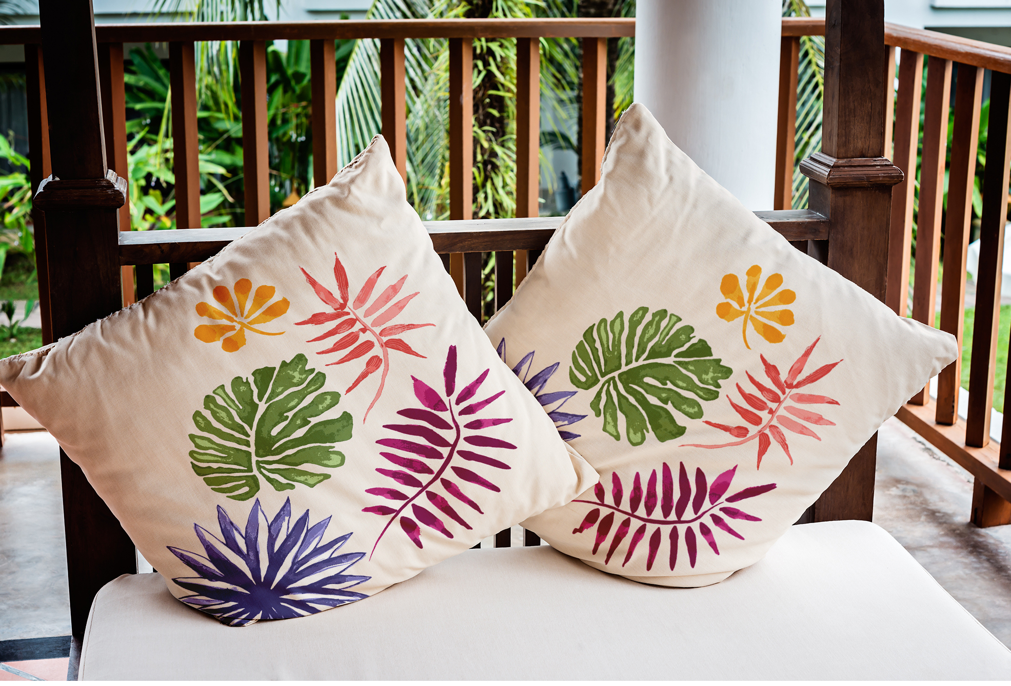 Simply Daisy 20 in x 20 in Tropical Purple Floral Polyester Throw Pillow