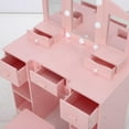 thumbnail image 4 of GloryStar Princess Vanity Table for Toddlers - Girls Vanity with Tri - Folding Mirror, Drawer, Kids Vanity Table,Open Storage Shelves & Makeup Playset and Chair, 4 of 6