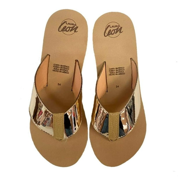 Sandalia Laura León Talla 23 Casual Inox Dorado