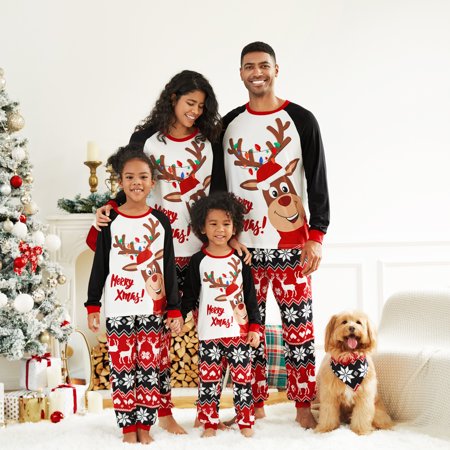 PatPat Kids Pjs Christmas Reindeer Print Family Matching Pajamas Sets ...