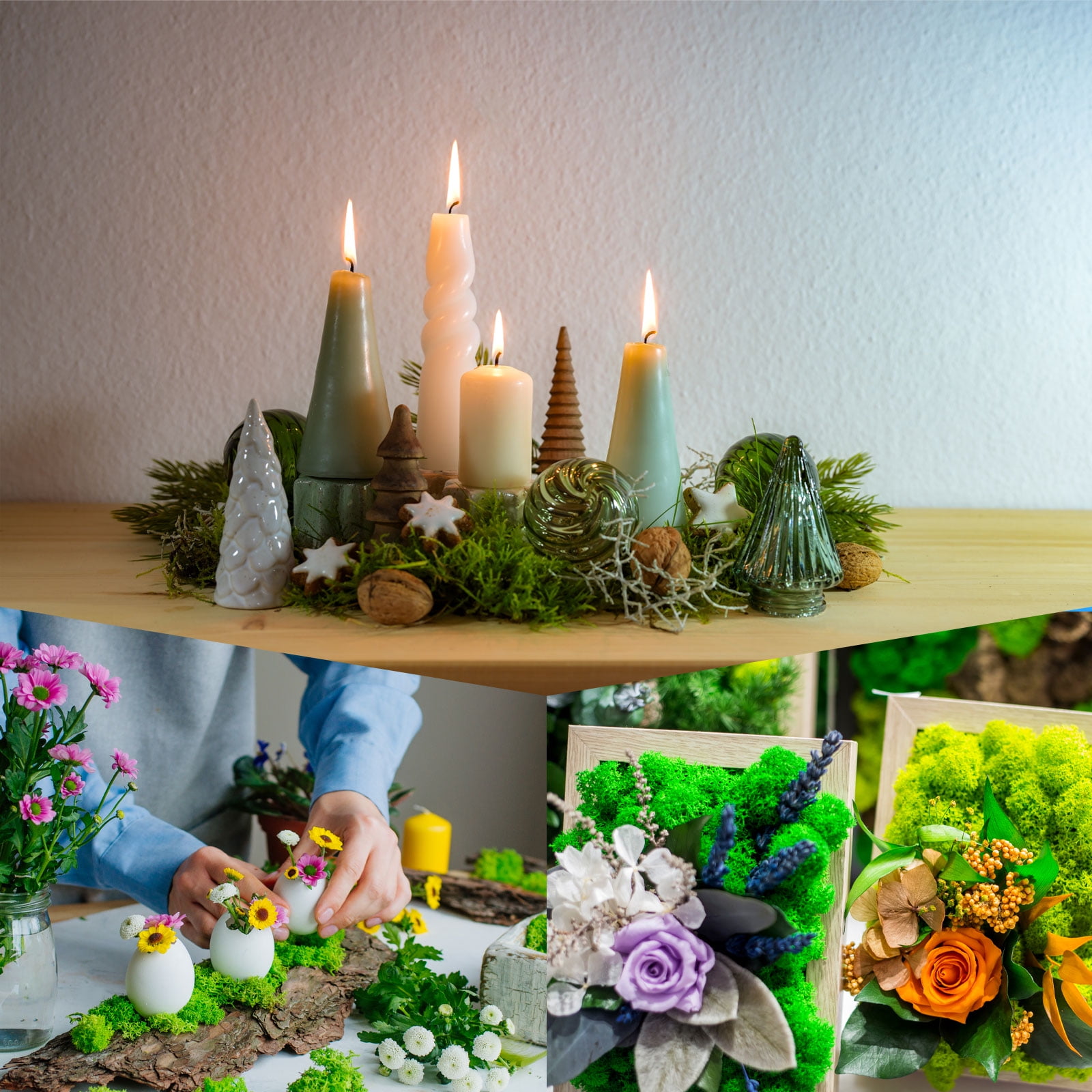 Uxcell Fake Moss, Preserved Reindeer Moss Artificial Lichen Centerpieces Decor Faux Moss Yellow/Orange/Yellow Green/Coffee