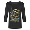thumbnail image 4 of CYMMPU Women's Swing Shirts Floral Printed 3/4 Length Sleeve Basic Tees Crewneck Vintage Summer Fall Business Work Blouses Tunic Tops 2025 Clothes Black XL, 4 of 4