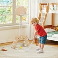 thumbnail image 2 of Gymax 3 in 1 Kids Basketball Hoop w/ Basketball Soccer & Golf Game Adjustable Height Mocha, 2 of 10