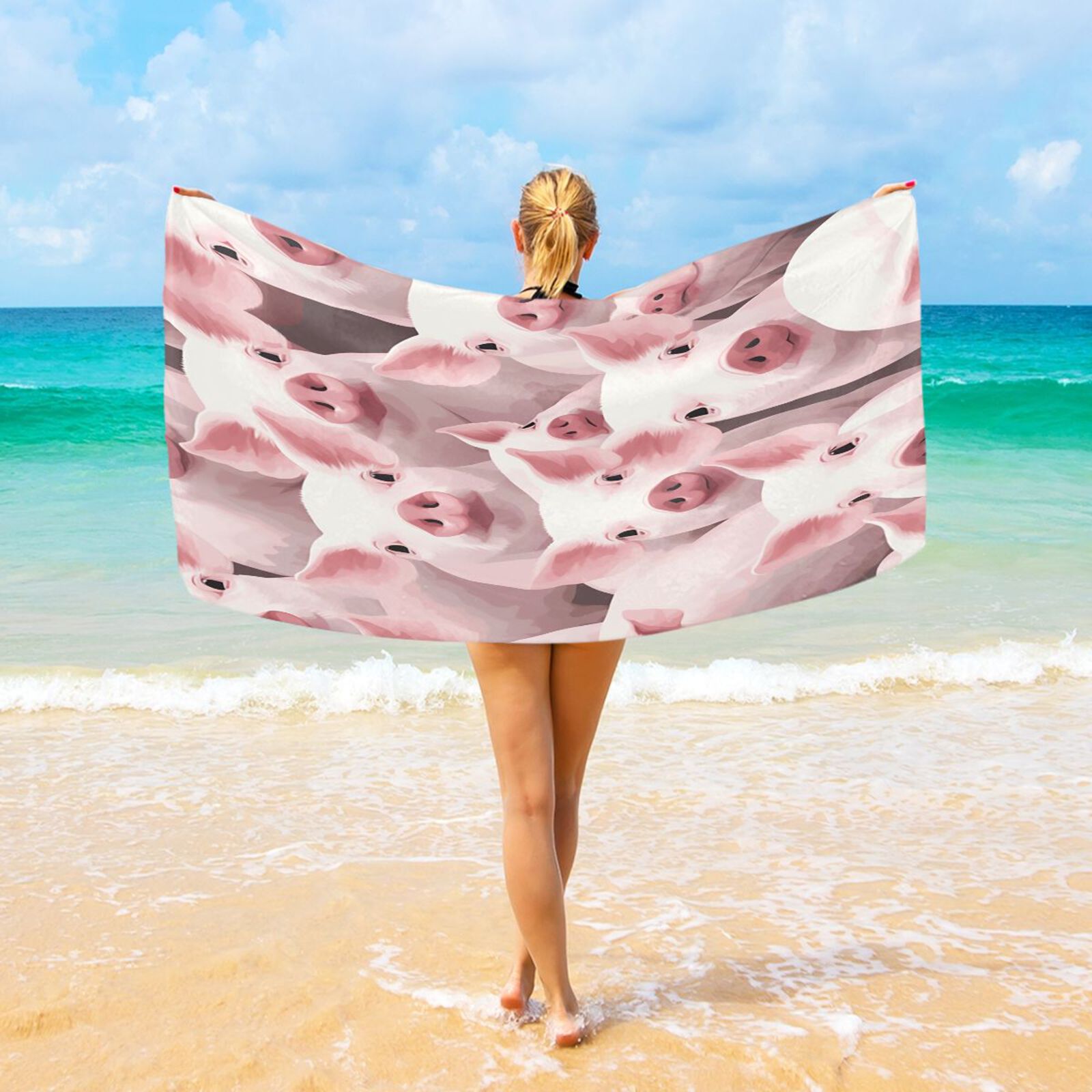 Pigs Pink Beach Towel Oversized Sandproof Absorbent Quick Dry Towels Adult for Travel Vacation Essentials