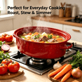 thumbnail image 5 of 16 inch Enamel Oval Roasting Pan with Lid, Roasting Rack & Silicone Accessories Set, Even Heat Distribution for Turkey Chicken Vegetables, Red, 5 of 6