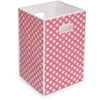 Badger Basket - Folding Hamper/Storage Bin - Pink with White Polka Dots